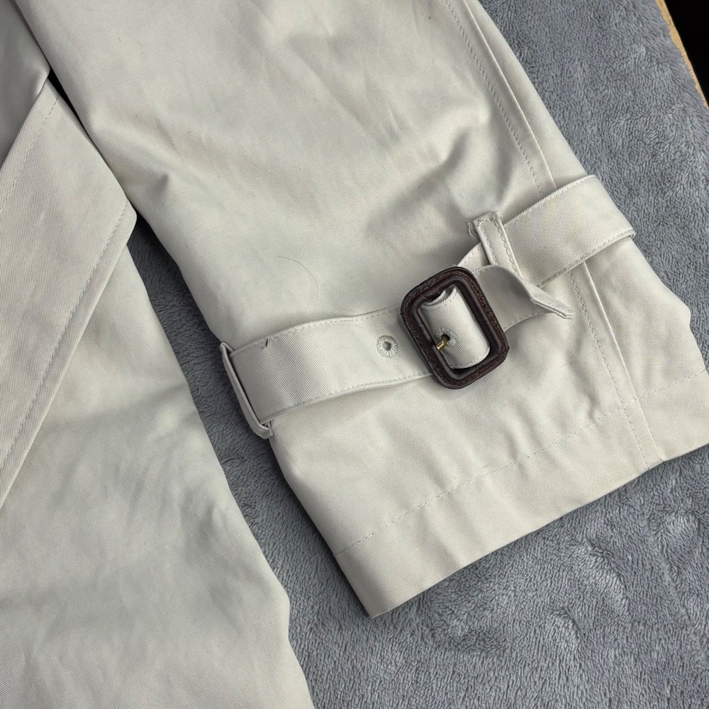 Brooks Brothers Trench Coat Men 46R Beige Regent Fit Belted Cotton Blend Check - Picture 4 of 12